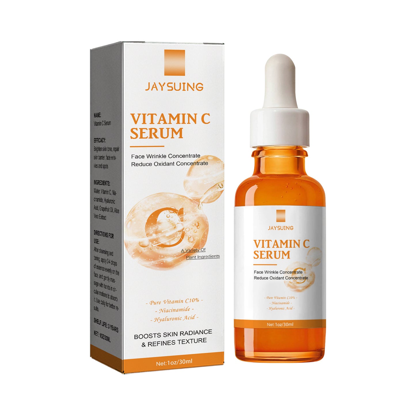 Jaysuing Vitamin C Essence Moisturizing Anti-wrinkle Hydrating Moisturizing Brightening Skin Rejuvenating Firming Repair Essence